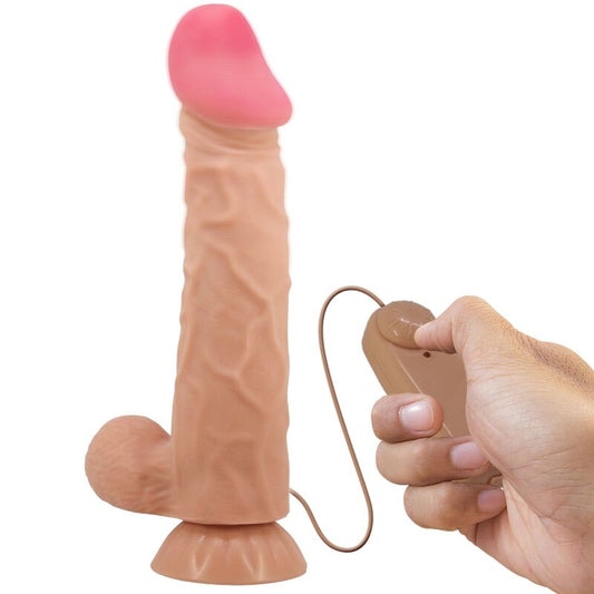 PRETTY LOVE - SLIDING SKIN SERIES REALISTISCHE DILDO MET VERSCHUIVENDE HUID ZUIGNAP AFSTANDSBEDIENING HUIDSKLEUR 24 CM