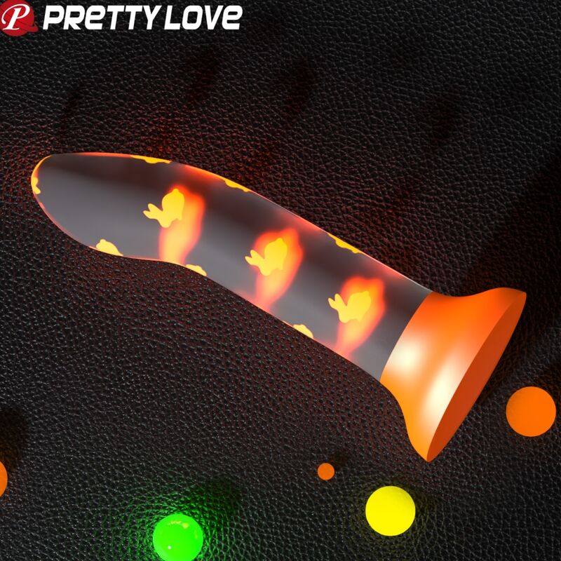 PRETTY LOVE - MAGICAL NIGHTFALL DILDO ZONDER TRILLINGEN LICHTGEVENDE ORANJE