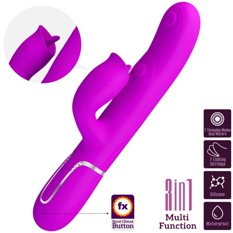 PRETTY LOVE - KONIJN VIBRATOR MET LIKKENDE FUCHSIA