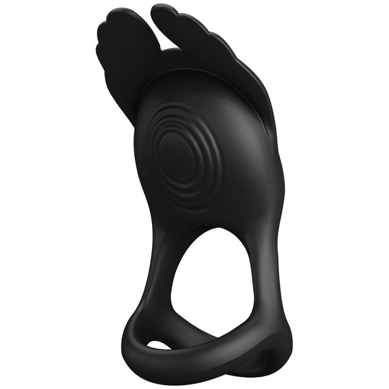 PRETTY LOVE - SILAS VIBRERENDE PENISRING 7 TRILLINGEN ZWARTE SILICONE