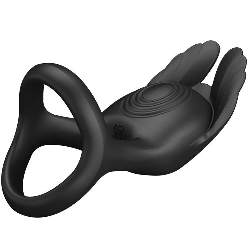 PRETTY LOVE - SILAS VIBRERENDE PENISRING 7 TRILLINGEN ZWARTE SILICONE