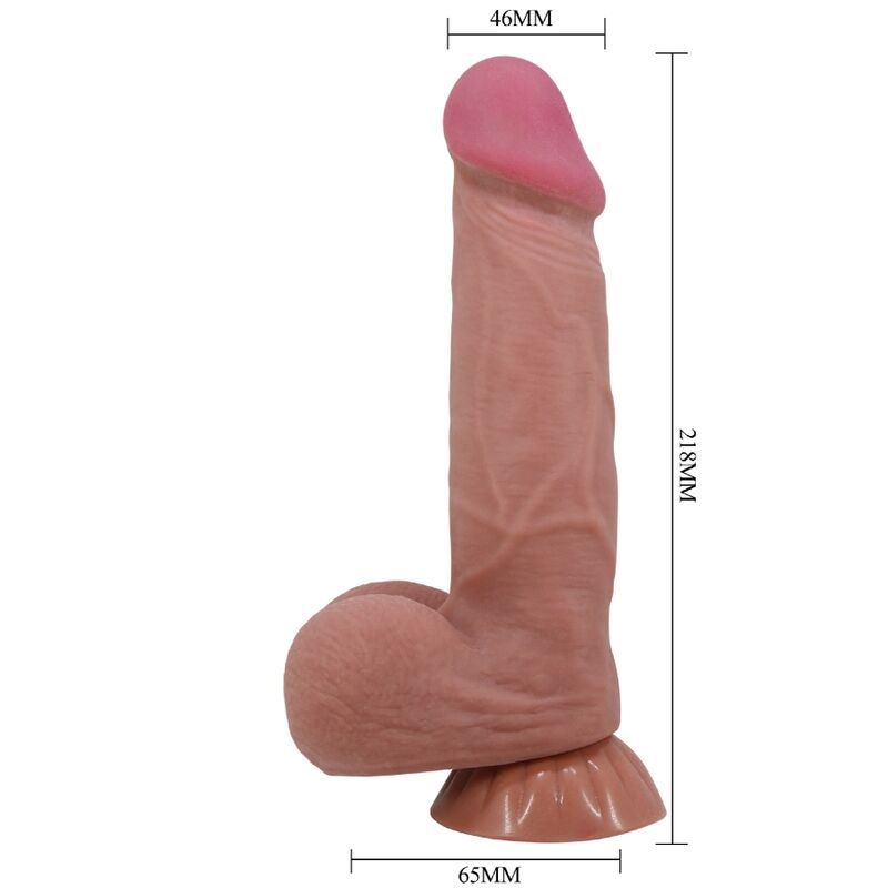 PRETTY LOVE - SLIDING SKIN SERIES REALISTISCHE DILDO MET VERSCHUIVENDE BRUINE HUID ZUIGNAP 21,8 CM