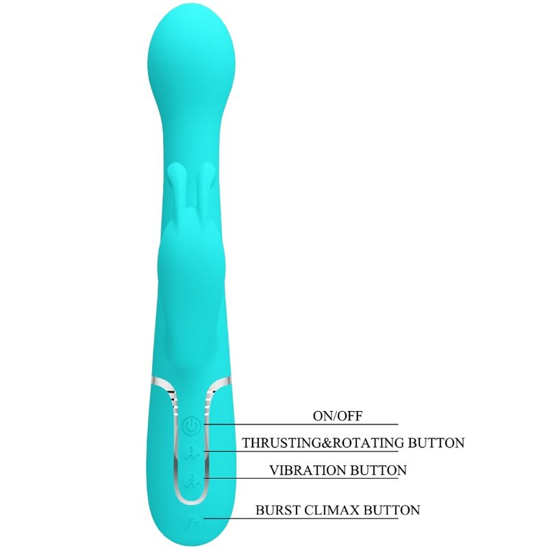 PRETTY LOVE - DEJON RABBIT VIBRATOR 3 IN 1 MULTIFUNCTION AQUA GROEN