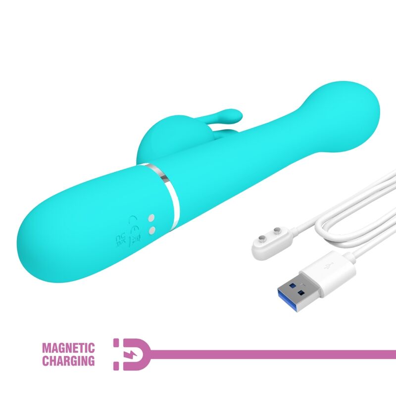PRETTY LOVE - DEJON RABBIT VIBRATOR 3 IN 1 MULTIFUNCTION AQUA GROEN