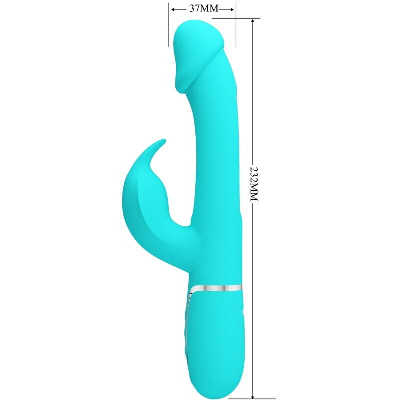 PRETTY LOVE - KAMPAS RABBIT 3-IN-1 MULTIFUNCTIONELE VIBRATOR MET TONG AQUAGROEN