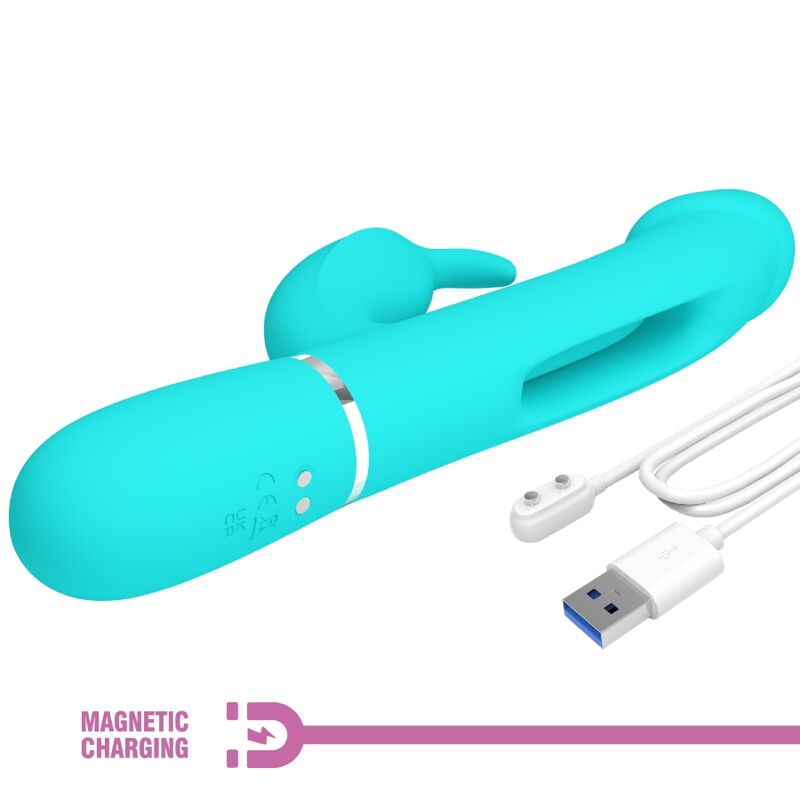 PRETTY LOVE - KAMPAS RABBIT 3-IN-1 MULTIFUNCTIONELE VIBRATOR MET TONG AQUAGROEN