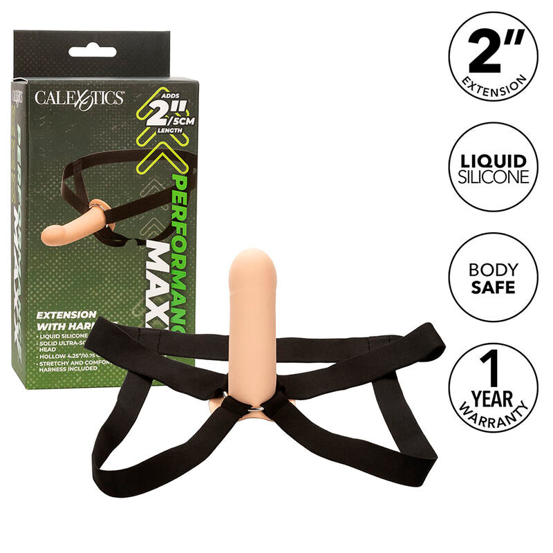 CALEXOTICS - PERFORMANCE MAXX EXTENSION MET HARNESS LICHTE HUIDSKLEUR