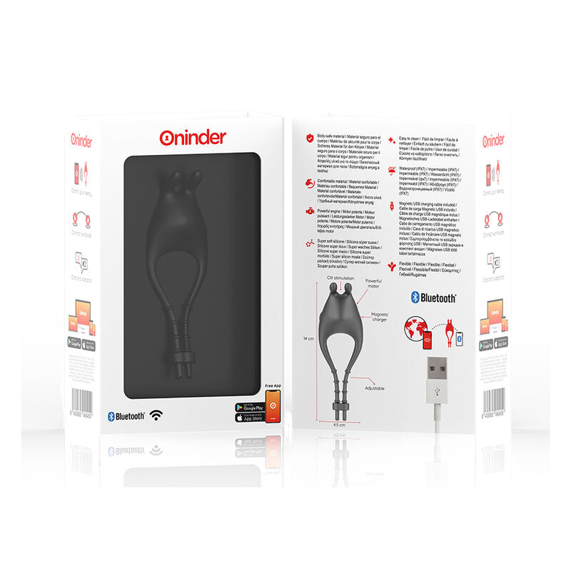 ONINDER - PAMPA OPLAADBARE, VERSTELBARE VIBRATORRING MET CLITORISSTIMULATOR 10 SNELHEDEN - GRATIS APP