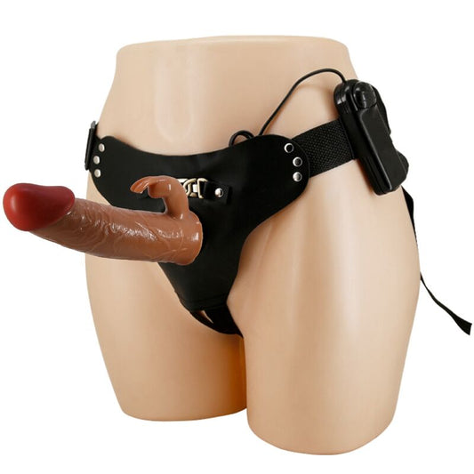 PRETTY LOVE - MARION HARNESS UNIVERSELE SLIP MET TRILLENDE DILDO 19 CM BRUIN