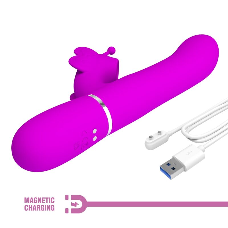 PRETTY LOVE - MULTIFUNCTIONELE KONIJN VIBRATOR 4 IN 1 VLINDER FUCHSIA