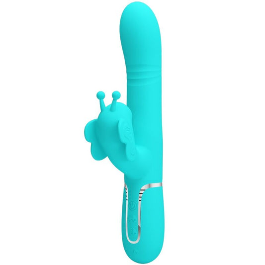 PRETTY LOVE - MULTIFUNCTIONELE KONIJNENVIBRATOR 4 IN 1 VLINDER AQUA GROEN