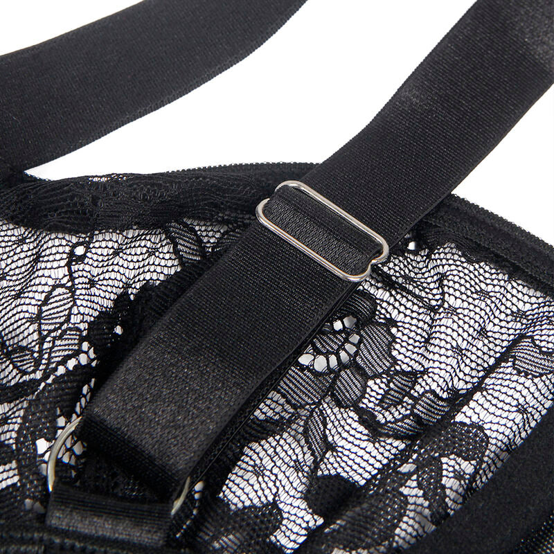 SUBBLIME - TEDDY WITH GARTER WITH LACE DETAIL AND STRIPS BLACK L/XL
