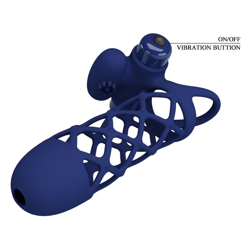 PRETTY LOVE - GIANN VIBRATORRING MET SILICONEN HOES BLAUW