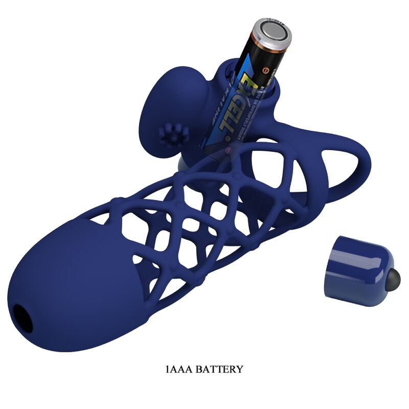 PRETTY LOVE - GIANN VIBRATORRING MET SILICONEN HOES BLAUW