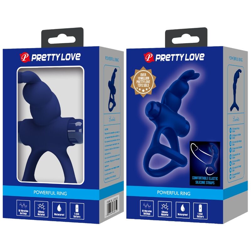 PRETTY LOVE - LUCHITO DUBBELE TRILLING RING KONIJN BLAUW