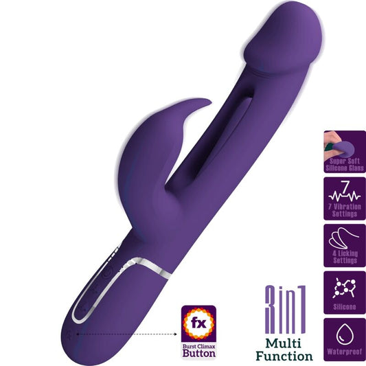 PRETTY LOVE - KAMPAS KONIJN 3-IN-1 MULTIFUNCTIONELE VIBRATOR MET TONG VIOLET