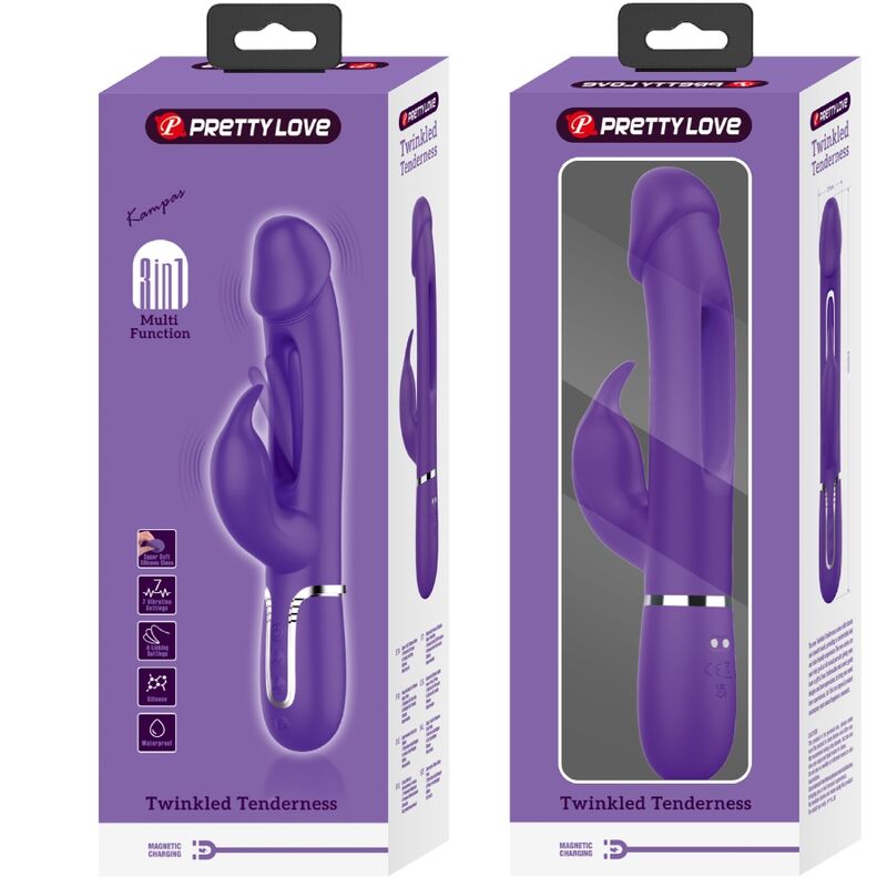PRETTY LOVE - KAMPAS KONIJN 3-IN-1 MULTIFUNCTIONELE VIBRATOR MET TONG VIOLET