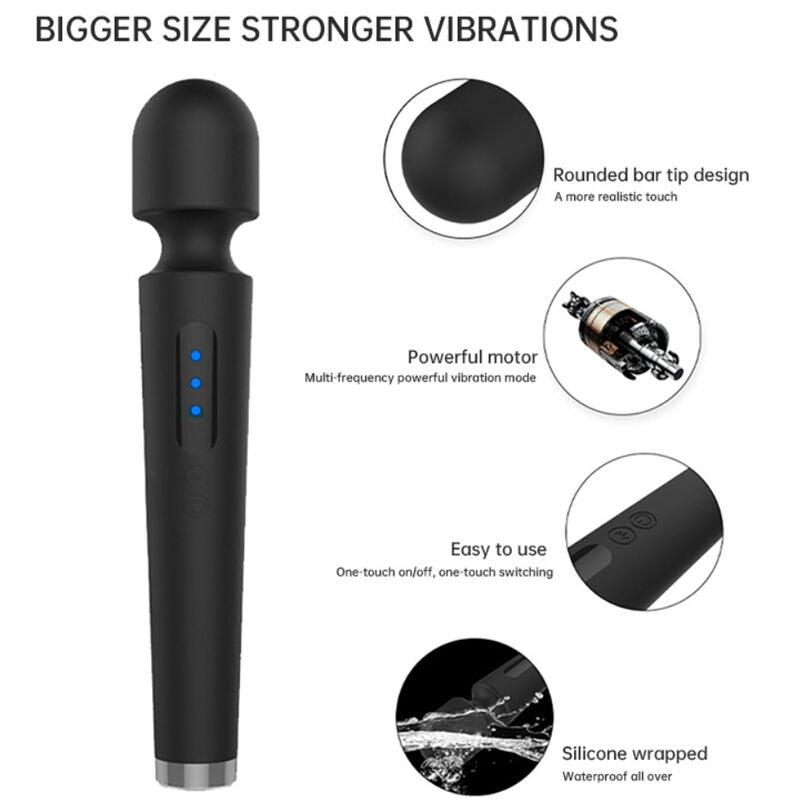 ARMONY - X POWER GROTE MASSAGER & VIBRATOR 7 TRILLINGEN ZWART
