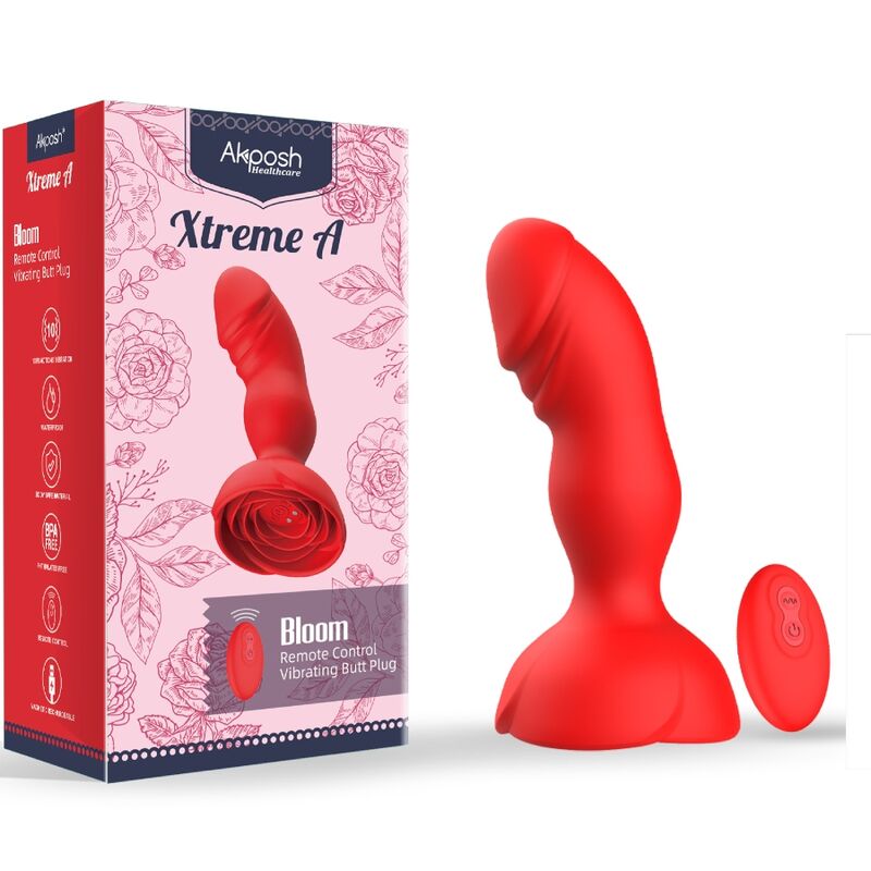 ARMONY - EXTREME A BLOOM ROOS VIBRATOR & ANAALPLUG AFSTANDSBEDIENING ROOD
