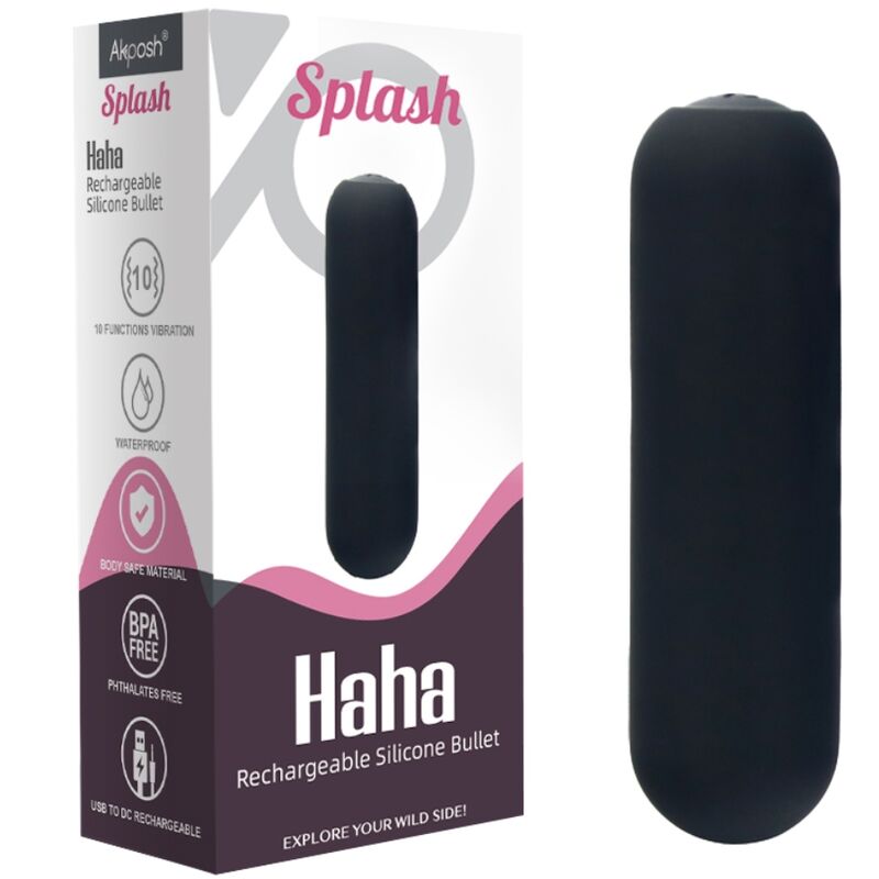 ARMONY - SPLASH HAHA VIBRATOR KOGEL SILICONEN 10 TRILLINGEN 75 X 19 CM ZWART