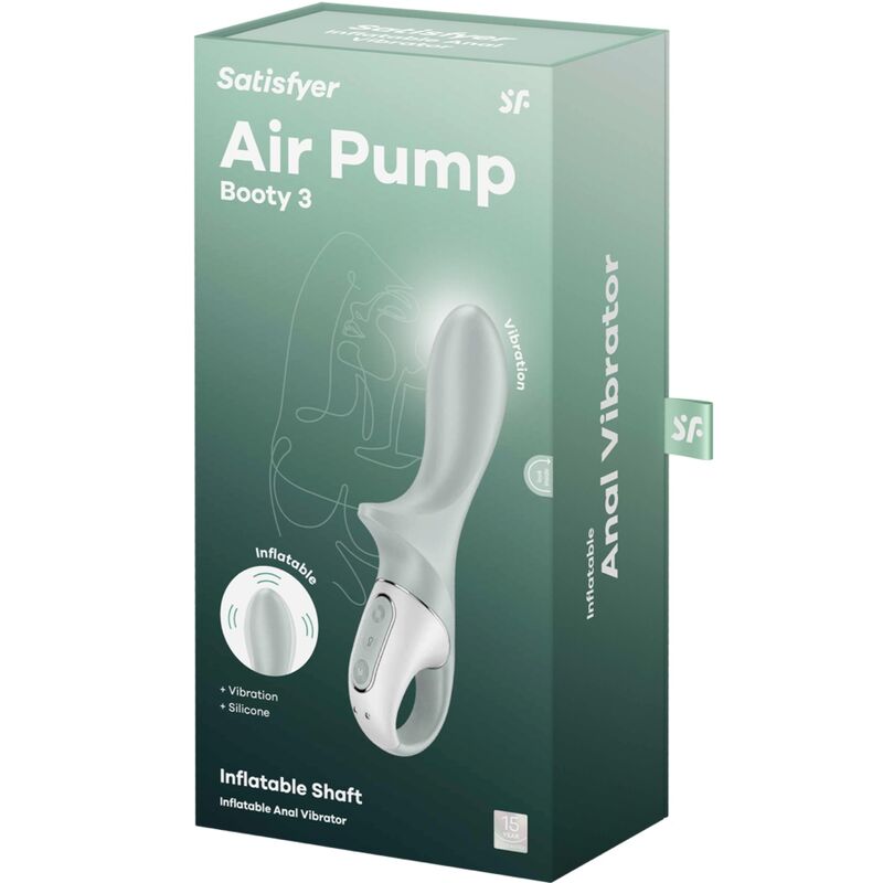 SATISFYER - AIR PUMP BOOTY 3 OPBLAASBARE ANALE VIBRATOR GRIJSGROEN