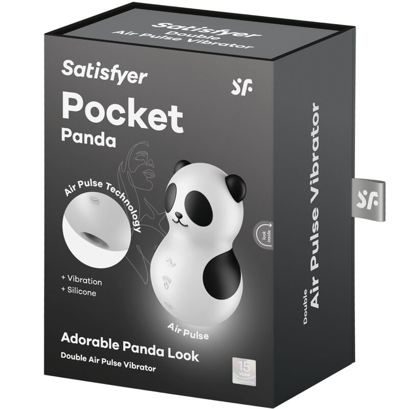 SATISFYER - POCKET PANDA STIMULATOR & VIBRATOR ZWART EN WIT