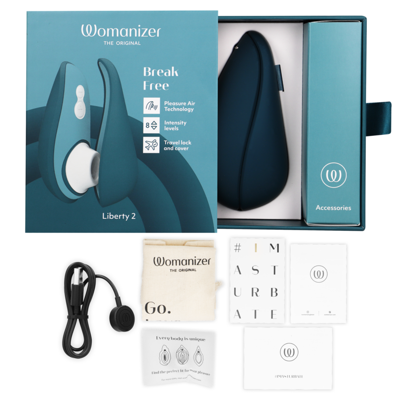 WOMANIZER - LIBERTY 2 CLITORISSTIMULATOR & ZUIGER BLAUW