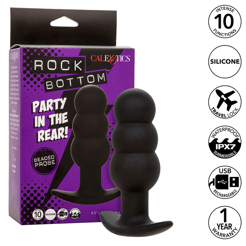 CALEXOTICS - ROCK BOTTOM KRAALTJES ANALE PLUG 10 TRILLINGEN SILICONE ZWART