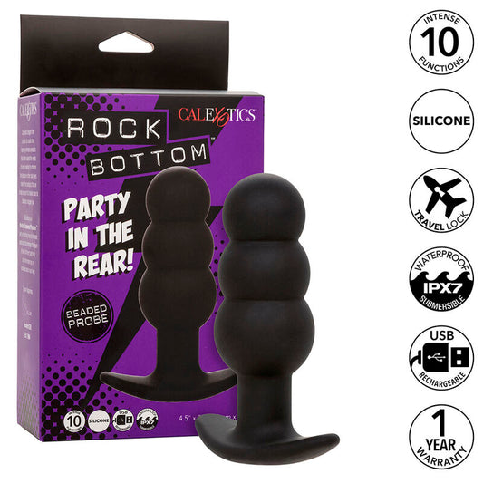 CALEXOTICS - ROCK BOTTOM KRAALTJES ANALE PLUG 10 TRILLINGEN SILICONE ZWART