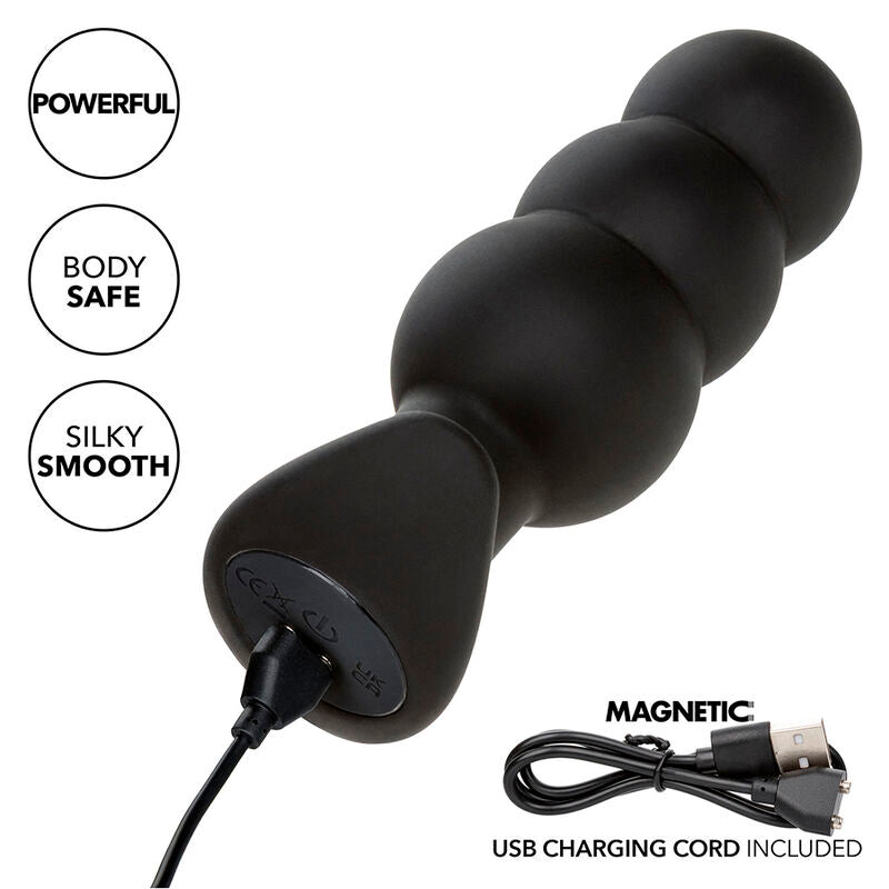 CALEXOTICS - ROCK BOTTOM KRAALTJES ANALE PLUG 10 TRILLINGEN SILICONE ZWART