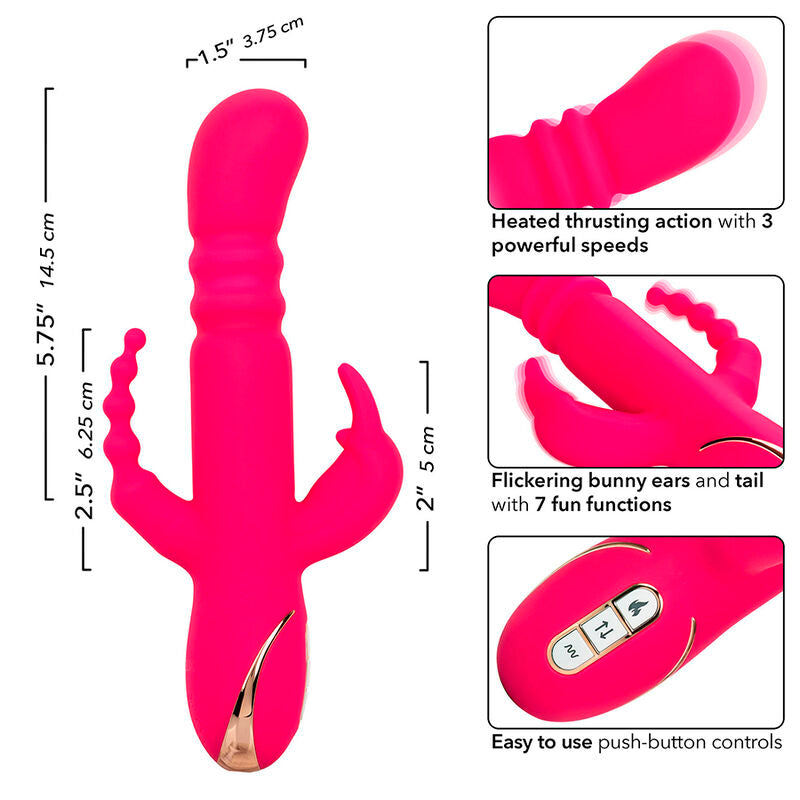 CALEXOTICS - JACK FANTASY TRIPLE VERWARMDE VIBRATOR RABBIT ROZE