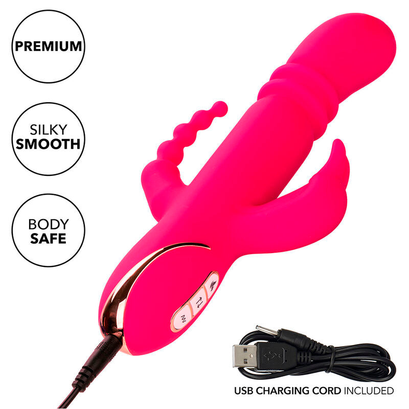 CALEXOTICS - JACK FANTASY TRIPLE VERWARMDE VIBRATOR RABBIT ROZE