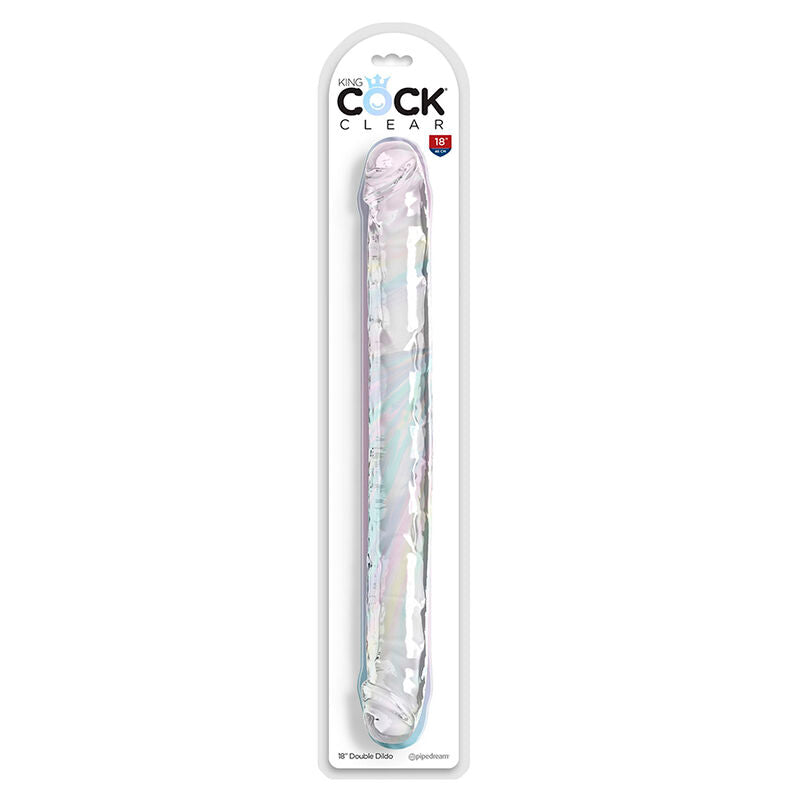 KING COCK - DOUBLE TROUBLE DUBBELE DILDO 46 CM DOORZICHTIG