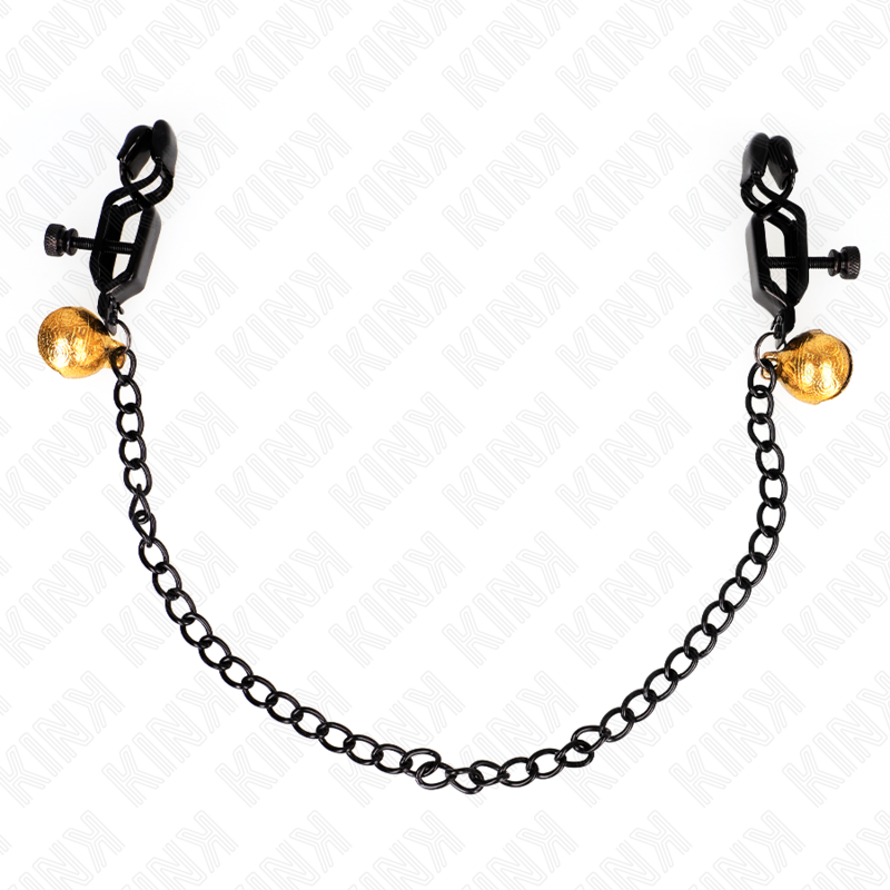KINK - PLATTE KETTING NIPPELKLEMMEN EN BEL ZILVER 30 CM