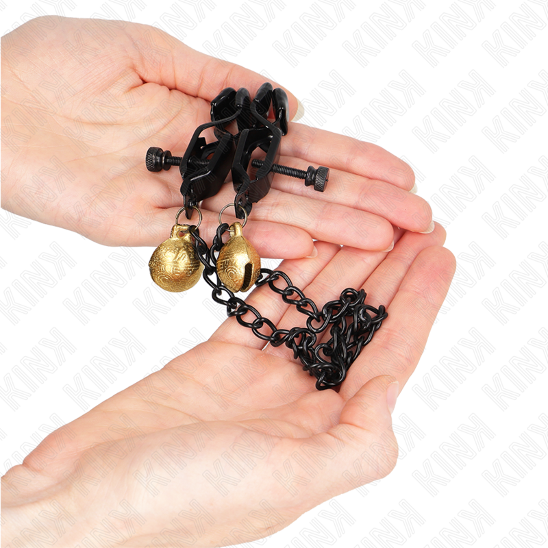 KINK - PLATTE KETTING NIPPELKLEMMEN EN BEL ZILVER 30 CM