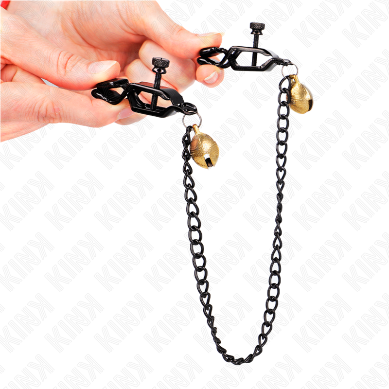 KINK - PLATTE KETTING NIPPELKLEMMEN EN BEL ZILVER 30 CM