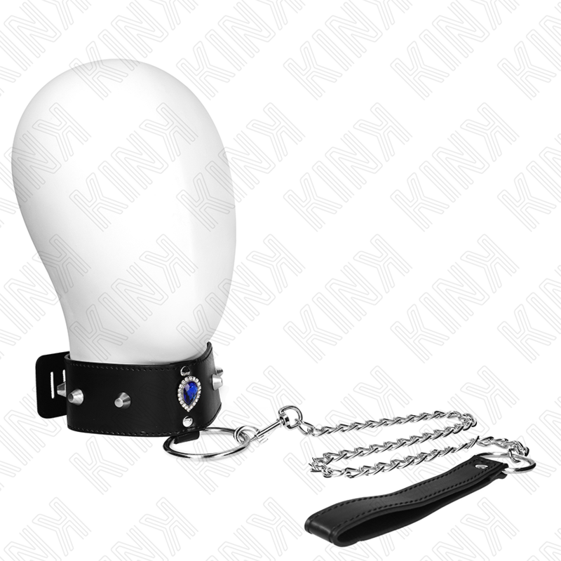 KINK - KETTING 65 CM MET BANDJE MET BLAUWE DIAMANTJES VERSTELBAAR 36-43 CM X 5 CM