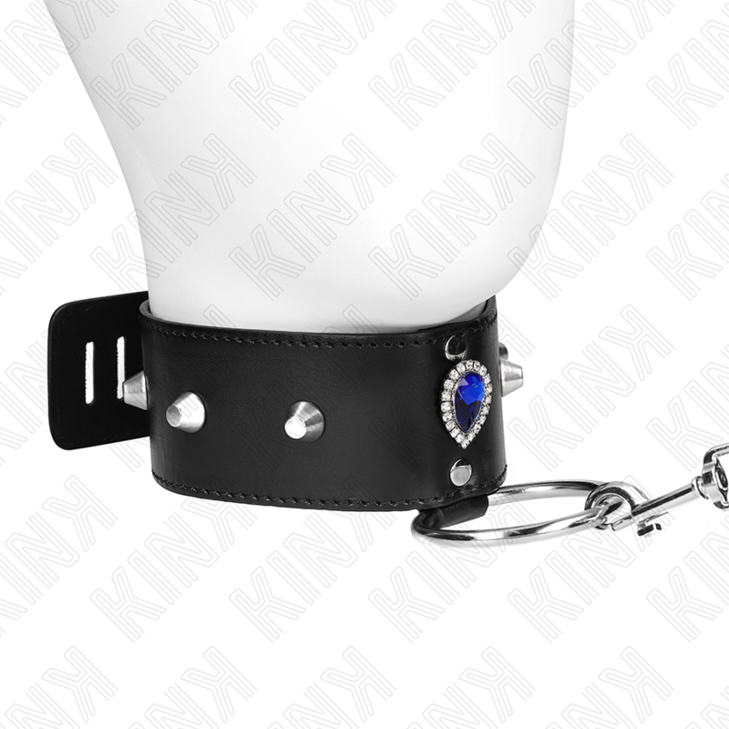 KINK - KETTING 65 CM MET BANDJE MET BLAUWE DIAMANTJES VERSTELBAAR 36-43 CM X 5 CM