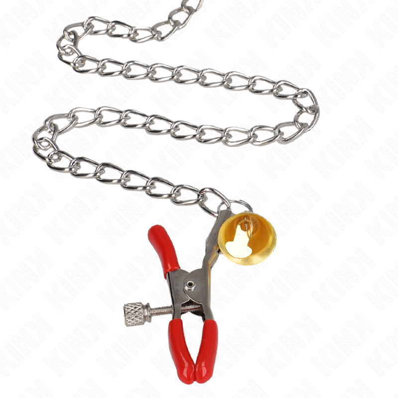 KINK - BEL DRIEVOUDIGE TEPEL- EN KLITKLEMMEN ROOD MET KETTING 30 CM