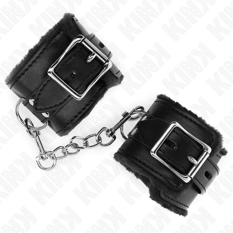 KINK - BONTGEVOERDE POLSBANDEN ZWART MET ZWARTE RIEM VERSTELBAAR 17-29 CM X 6 CM