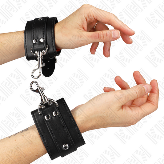 KINK - AFSLUITBARE KERKER POLSBANDEN ZWART VERSTELBAAR 21-28 CM X 5.5 CM