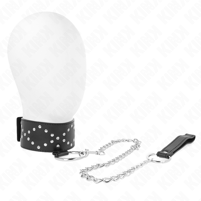 KINK - KETTING 65 CM MET LIJN MET ZILVEREN STUDS MODEL 3 VERSTELBAAR 36-43 CM X 5 CM