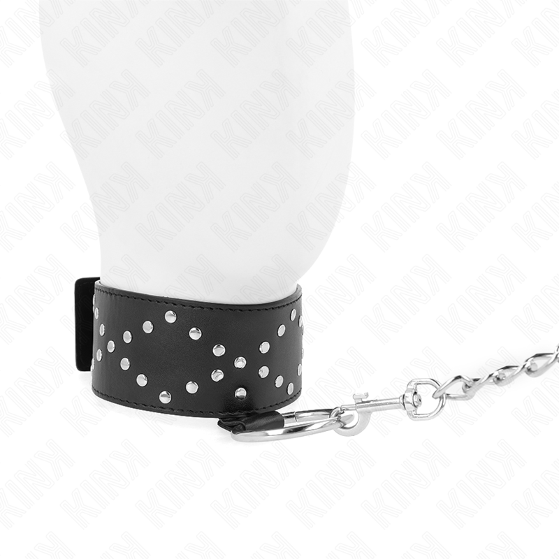 KINK - KETTING 65 CM MET LIJN MET ZILVEREN STUDS MODEL 3 VERSTELBAAR 36-43 CM X 5 CM