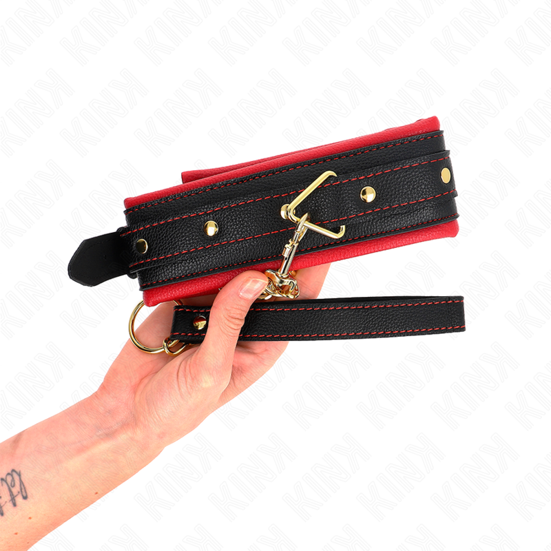 KINK - HALSBAND MET EFFEN STOFFEN RIEM VERSTELBAAR 33-48 CM X 5.7 CM