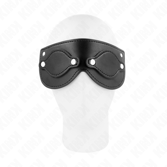 KINK - LEDEREN MASKER MET AFNEEMBARE OOGKAPPEN 22 x 9 CM