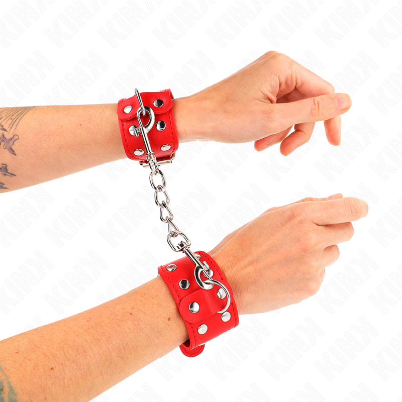 KINK - ARMBANDEN MET DUBBELE RIJ VERSTELBARE STUDS ROOD