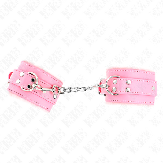 KINK - HARIGE HANDBOEIEN ROZE MET ROZE BAND VERSTELBAAR 17-29 CM X 6 CM