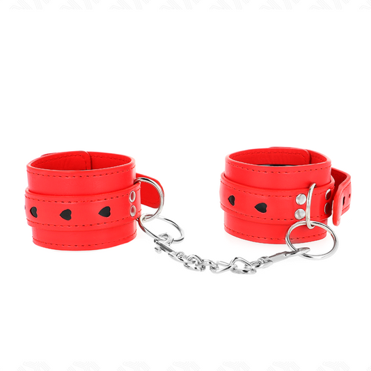 KINK - RODE POLSBANDJES MET ZWARTE HARTINLEG VERSTELBAAR 21-28 CM X 5,5 CM