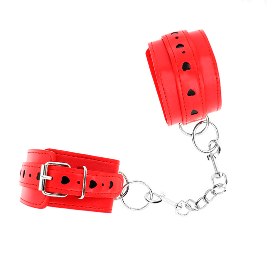 KINK - RODE POLSBANDJES MET ZWARTE HARTINLEG VERSTELBAAR 21-28 CM X 5,5 CM