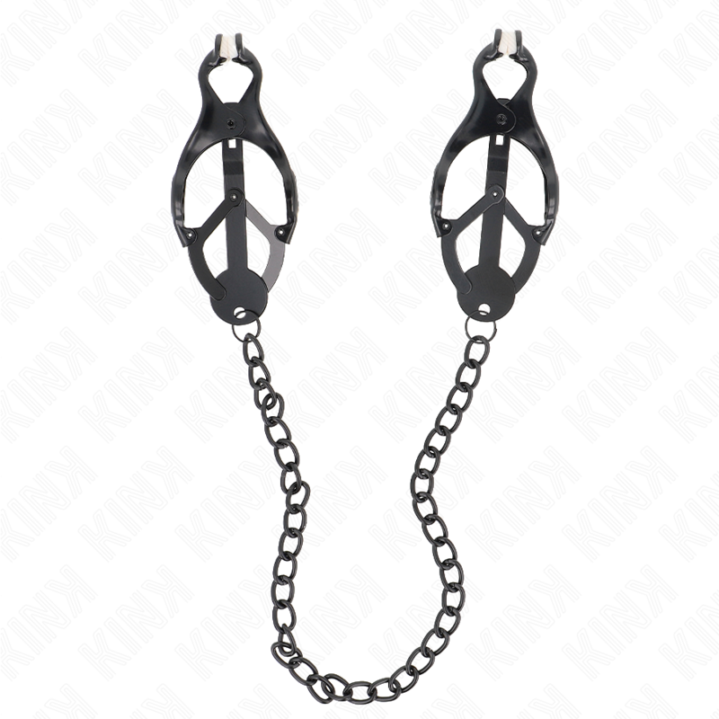 KINK - JAPANSE KLAVERTEPELKLEMMEN MET KETTING ZWART 30 CM